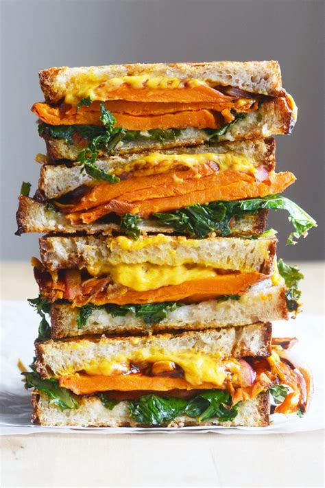 Find easy vegetarian and vegan dinners for eating healthy. Vegan Balsamic Sweet Potato Grilled Cheese Sandwich - The ...