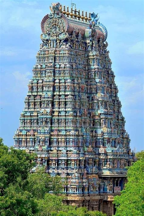 Gopuram Of Meenakshi Sundareshwarar Temple Madurai Tamil Nadu This