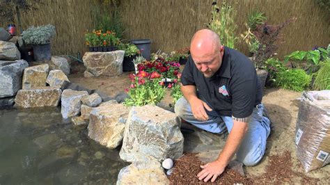 Large stone edging is a great alternative to low stone walls. How to build a Fish Pond - Part 20 | Pond Edging & Landscape Borders - YouTube