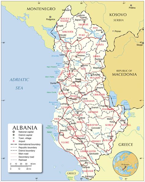 Albania Map Albania Political Map Albania Road Map Albania Tourist Map