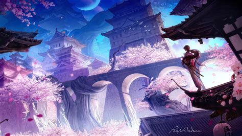 Sakura Castle 4k Hd Artist 4k Wallpapers Images Backgrounds Photos