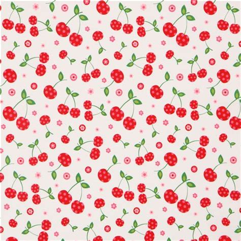 White Cherry And Flower Fabric By Robert Kaufman Fabric By Robert