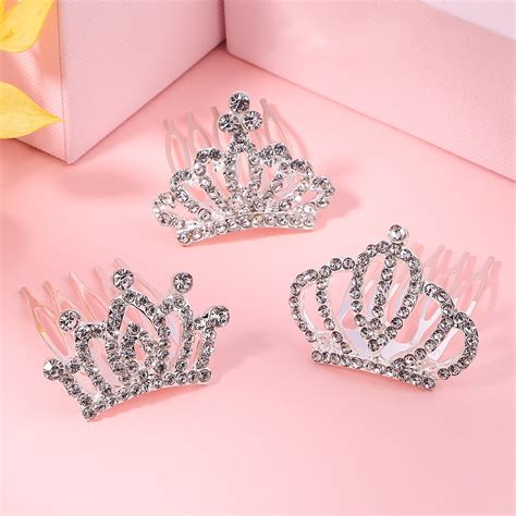 1pc Mini Tiara Hair Clips Girls Kids Crystal Rhinestone Princess Crown