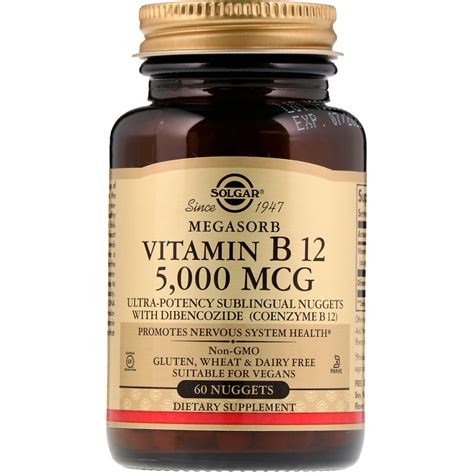 Solgar Sublingual Vitamin B12 5000 Mcg 60 Nuggets By Iherb