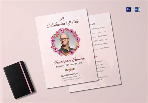 Premium Funeral Order Of Service Template In Adobe Photoshop Microsoft