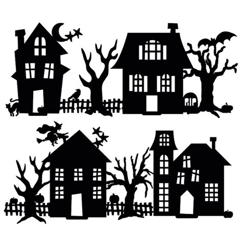 Haunted Houses Cut File Svg Dxf Png Etsy