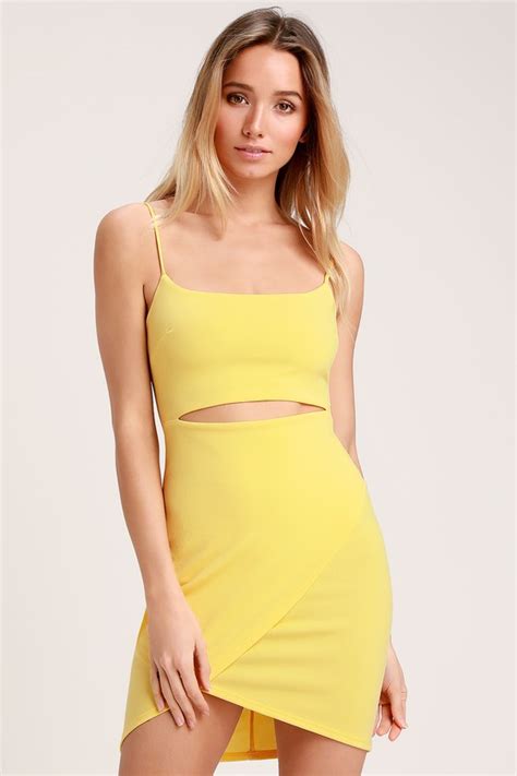 Sexy Yellow Dress Cutout Dress Bodycon Dress Cutout Bodycon Lulus