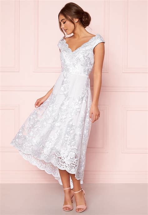 Goddiva Embroidered Lace Dress White Bubbleroom