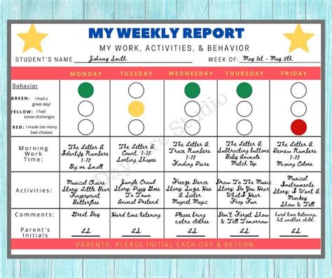 Daily Behavior Report Preschool Daily Report Behavior Chart Preschool