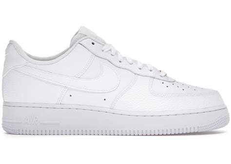 Nike Air Force 1 Low Triple White Tumbled Leather Mens Cz0326 101 Us