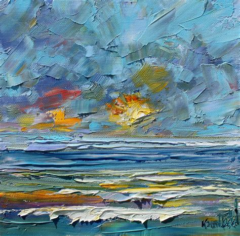 Sunrise Art Sunrise Painting Ocean Canvas Original Oil Abstract