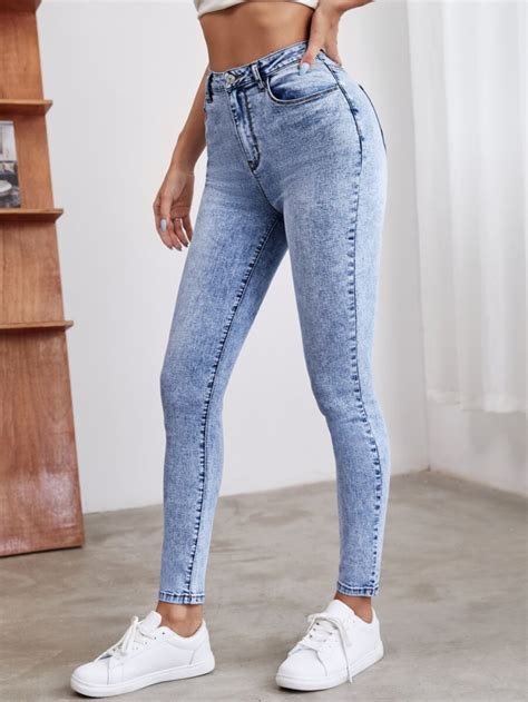 Дамски дънки High Waist Slant Pocket Skinny Jeans Emma
