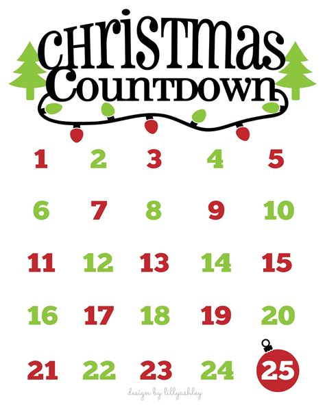 Christmas Countdown Free Printable And Free Svg