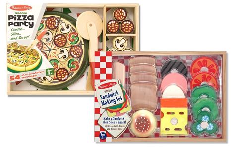 Melissa And Doug Sandwich Making Set And Pizza Party Set Wooden