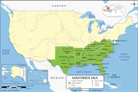 Map Of Southern States Usa World Map