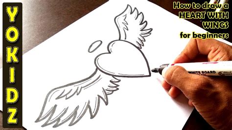 How To Draw A Heart With Wings For Beginners Youtube