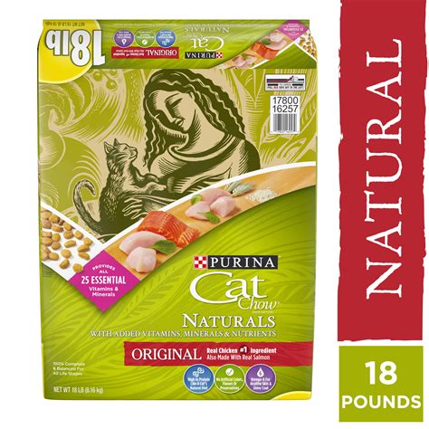 Purina Cat Chow Natural Dry Cat Food Naturals Original 18 Lb Bag
