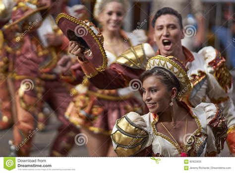 Caporales Dance Group At The Oruro Carnival In Bolivia Editorial Stock