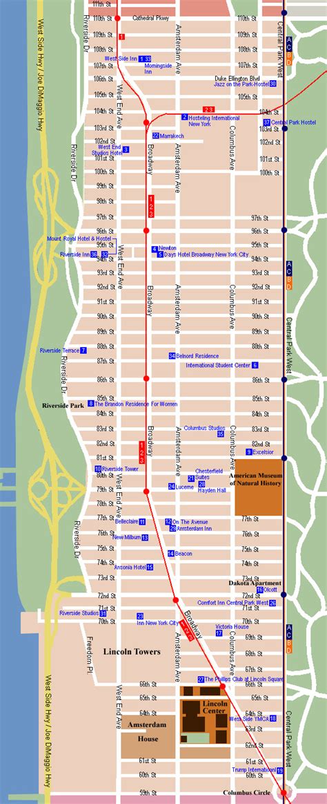 City Of New York New York Hotel Map