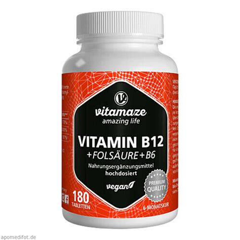 Multivitamin/mineral supplements typically contain vitamin b12 at doses ranging from 5 to 25 mcg. Vitamin B12 1000 ug hochdosiert + B9 + B6 vegan (180 ST ...