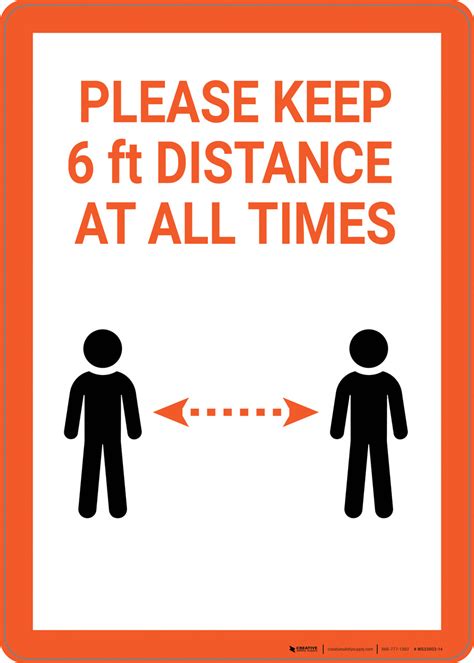 Please Keep 6ft Distance At All Times Wall Sign Creative Safety Supply