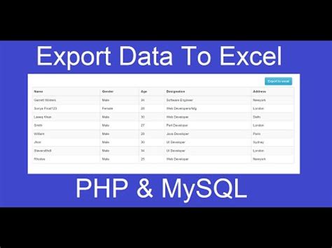 Export Mysql Table Data To Excel With Php Php Project Youtube