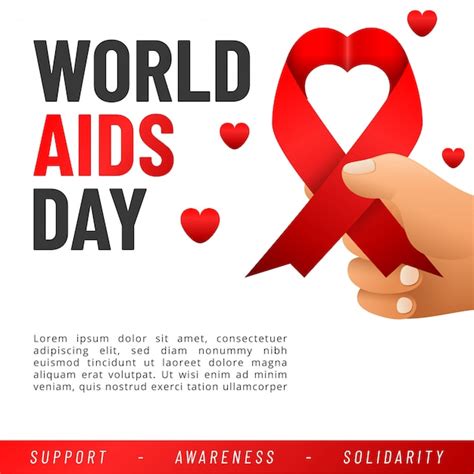 Wereld Aidsdag Banner Aids Awareness Red Ribbon Premium Vector