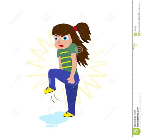Vector Illustration Of A Really Mad Girl Screaming And Crying Stock