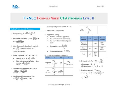 Formula Sheet Cfa Level Ii Warning Tt Undefined Function 32