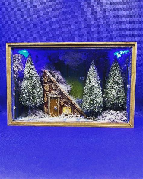 A Cabin Deep In The Snowy Forest Diorama Wooden Shadow Box Etsy