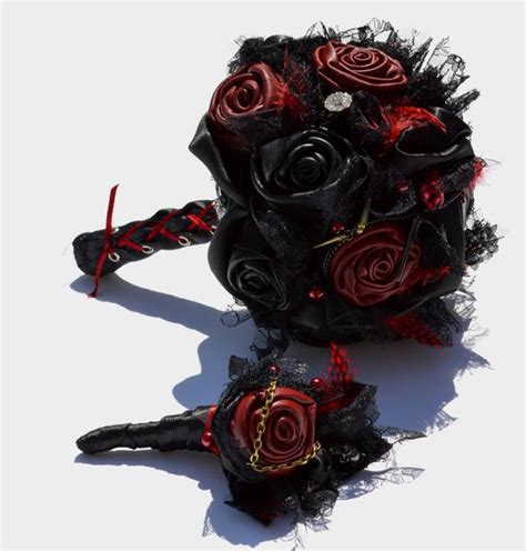 Schwarz Und Rot Leder Gothic Hochzeit Bouquet