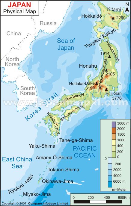 Physical map of japan, equirectangular projection. 1. Geography and Heritage of Japan (Essential Questions ...