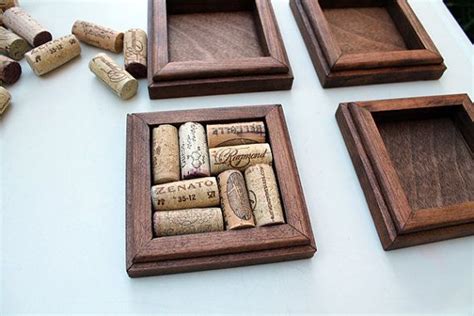 Wine Cork Coasters Set Of 4 Diy Reclaimed Wood Coaster Etsy Wine