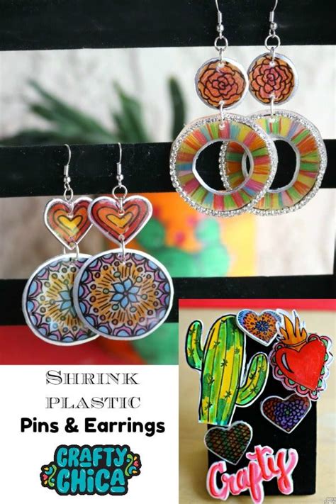 Shrink Plastic Pins And Earrings With Resin Crafty Chica