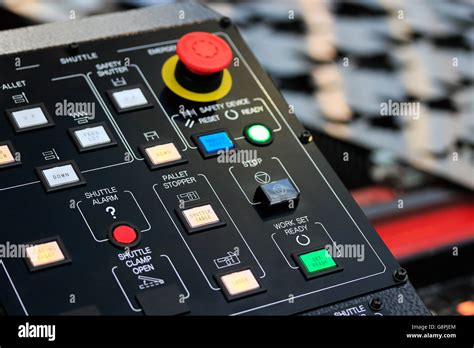 Control Panel Of Laser Cutting Machine Closeup View Selective Focus