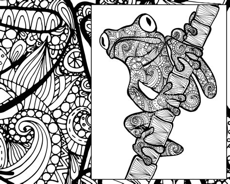 Frog Coloring Sheet Animal Coloring Pdf Zentangle Adult