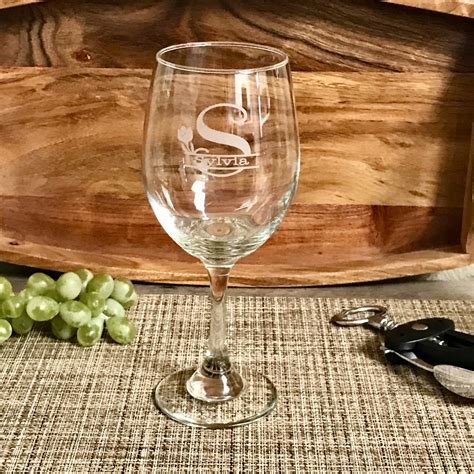 Laser Engraved Wine Glasselegant Personalized Wine Glass Etsy
