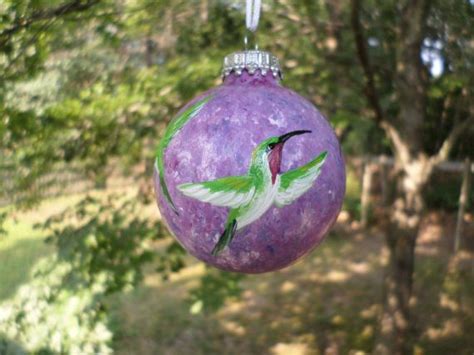 Hand Painted Glass Ornament With Hummingbirds No12 Etsy Glass