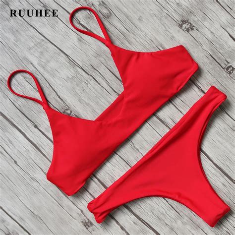 Ruuhee Bikini 2017 Swimwear Women Female Thong Bikini Set Push Up