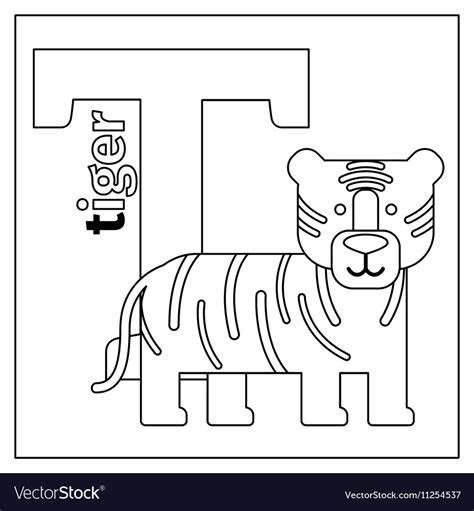 Letter T Tiger Coloring Page