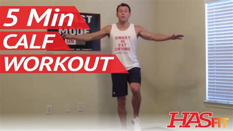 Stand with the balls of your feet on a block a few inches off the ground, holding onto something for support, but keeping. 5 Minute Calf Workout at Home - HASfit Calves Exercise ...