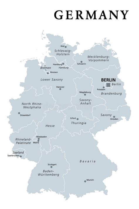 Duitsland Grijze Kaart Staten Van De Bondsrepubliek Duitsland Vector