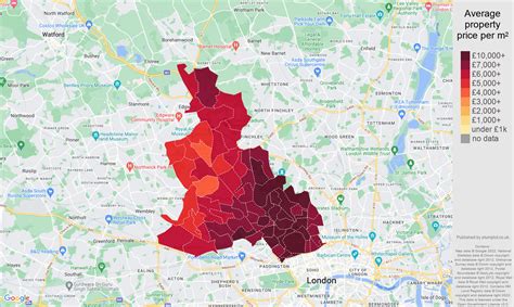 North West London House Prices Per Square Metre In Maps And Graphs