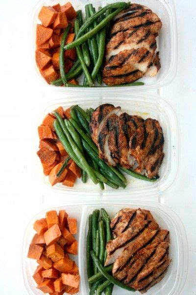 Set the cooked chicken breast on a cutting board to allow them to cool slightly. Chipotle Chicken Meal Prep w/ Roasted Sweet Potatoes and ...
