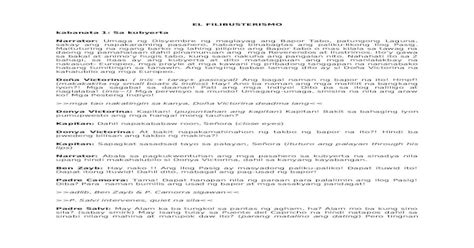 Script El Filibusterismo Kabanata 1 10 Doc Document