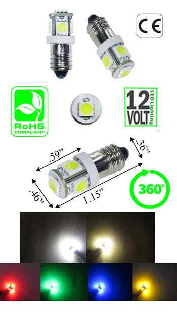 1487 Led Bulb E10 Base 12 Volt Dc Watt Dim Able Smd Automotive Ledlight