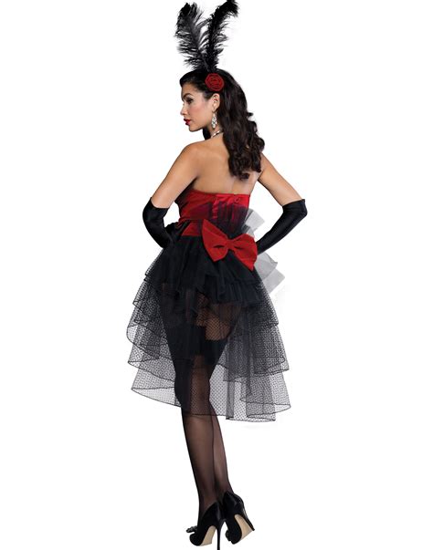 Burlesque Bombshell Red Black Corset Adult Womens Halloween Costume