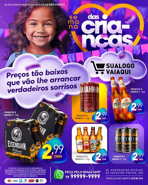 Tabloide Ofertas Dia Das Crianças Produtos Cervejas Social Media Psd