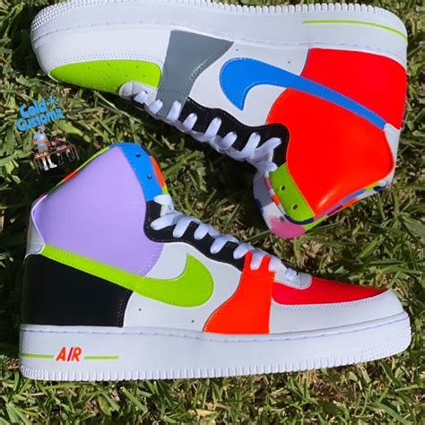 Custom Nike Air Force 1 High Neon Multi Color Cold Society
