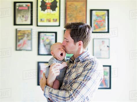 Father Kissing Baby Son 2 5 Months Stock Photo Dissolve